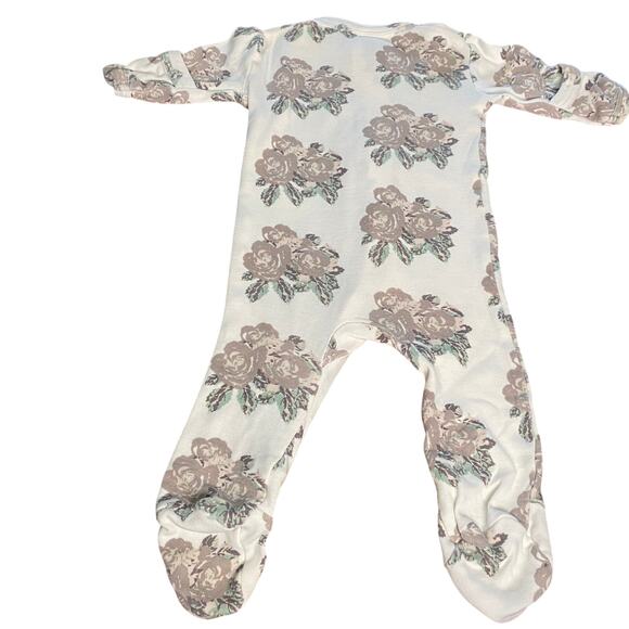 Kate Quinn Organics white floral long sleeve full zip pajama one piece SIZE 0-3M - Picture 4 of 4
